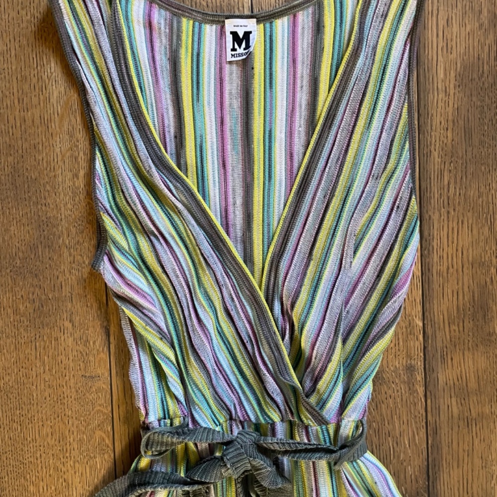 M Missoni stripes dress euro 46 US 10 knit belt - Picture 4 of 9